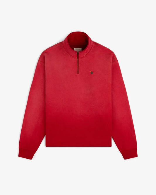 Aime Leon Dore Sun Faded Crest Quarter Zip Barbados cherry