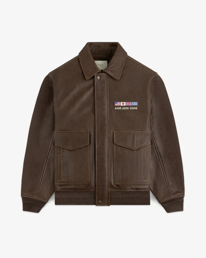 Aime Leon Dore World's Borough Leather Flight Jacket
